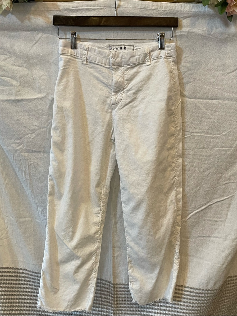 Frank & Eileen White Zip-Front Casual Pants Kinsale